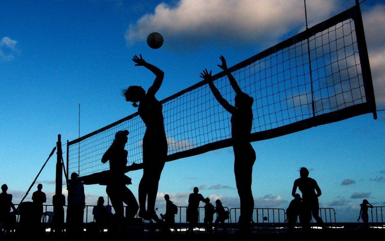 Silhouette giocatori pallavolo tramonto, 1280x800 HD, Desktop