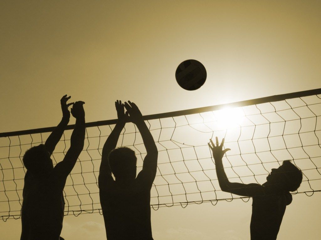 Silhouette giocatori pallavolo tramonto, 1024x768 HD, Desktop