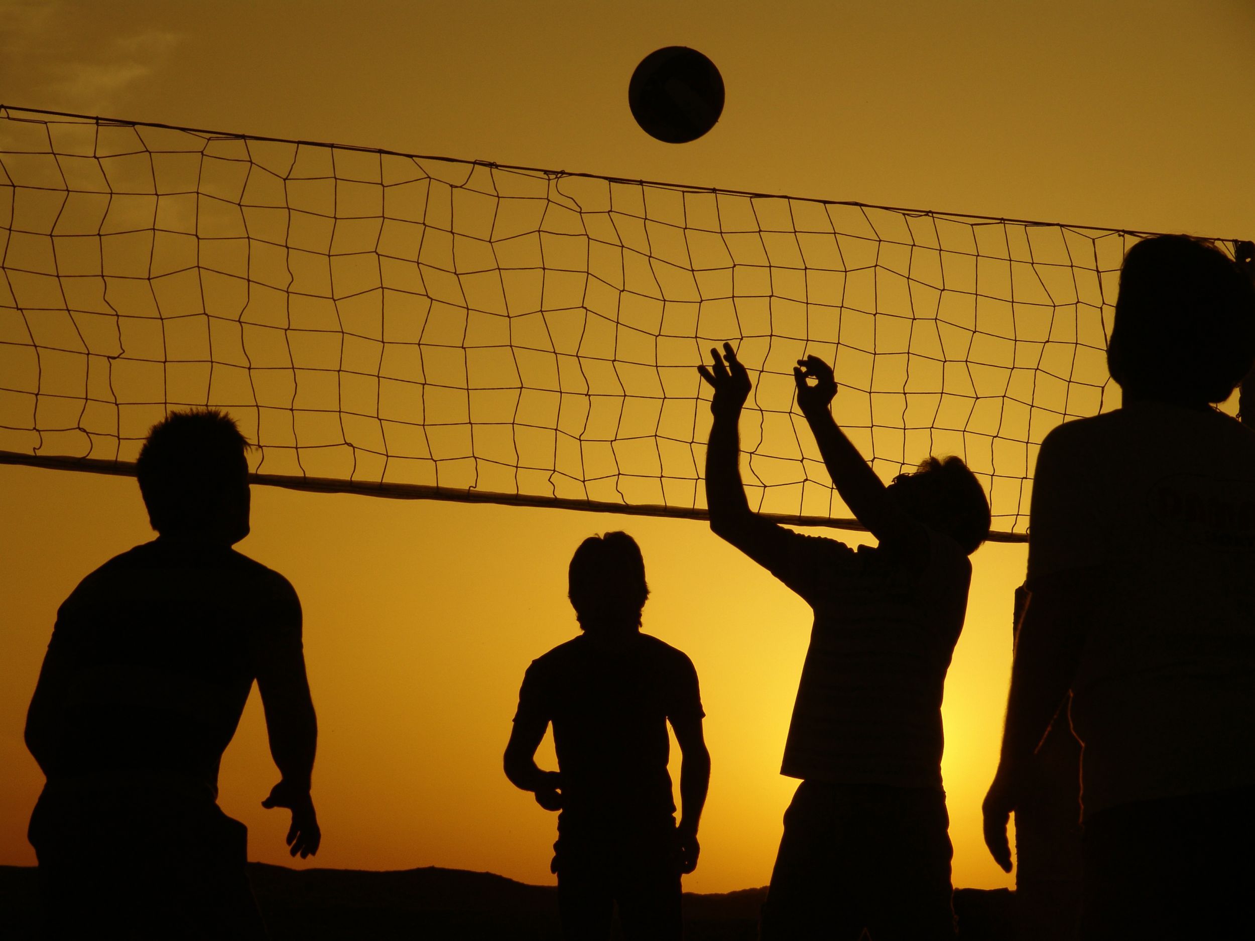 Silhouette pallavolo tramonto arancione, 2500x1875 Hi-Res, Desktop