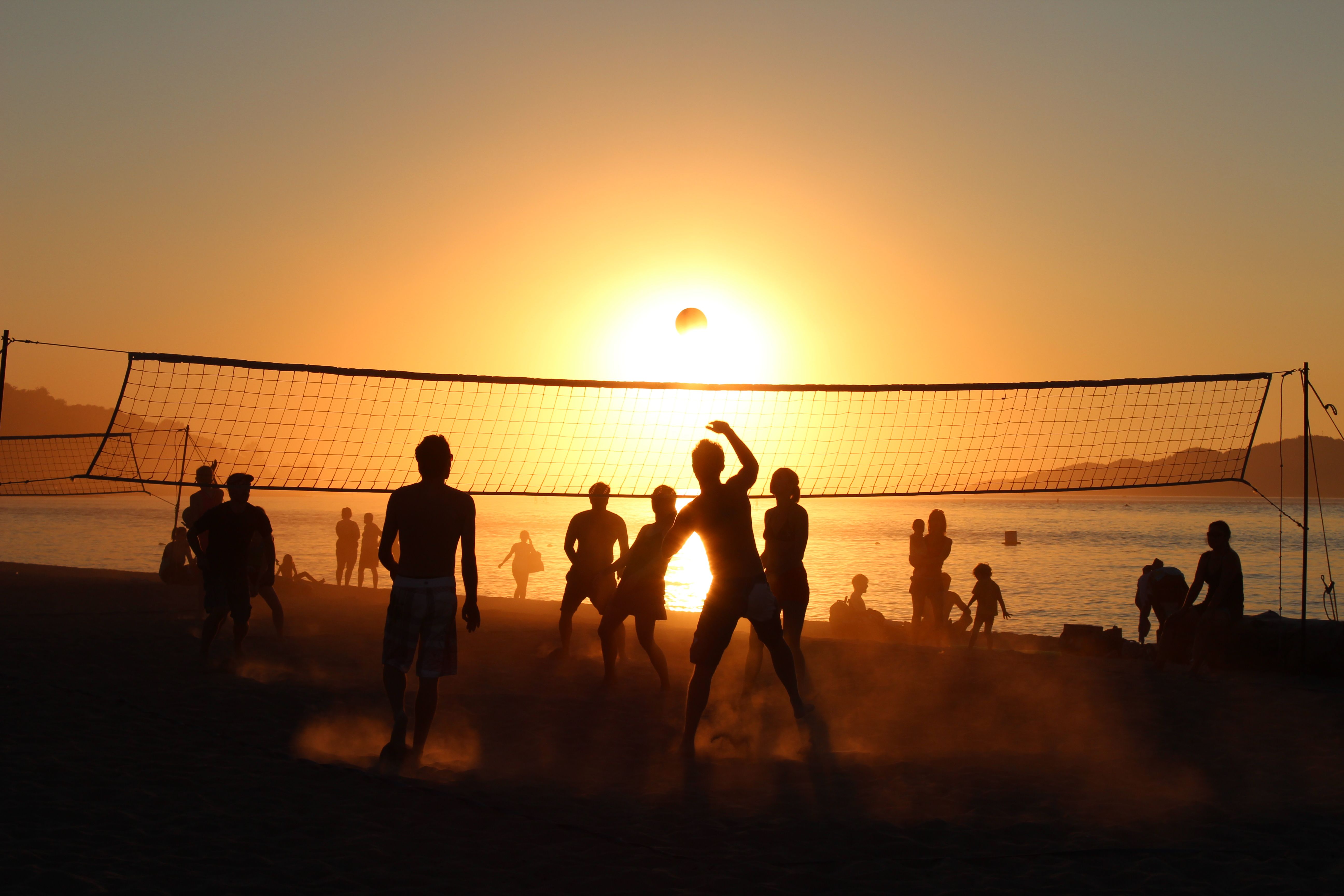 Pallavolo spiaggia tramonto silhouette, 5184x3456 UHD, Monitor 4K