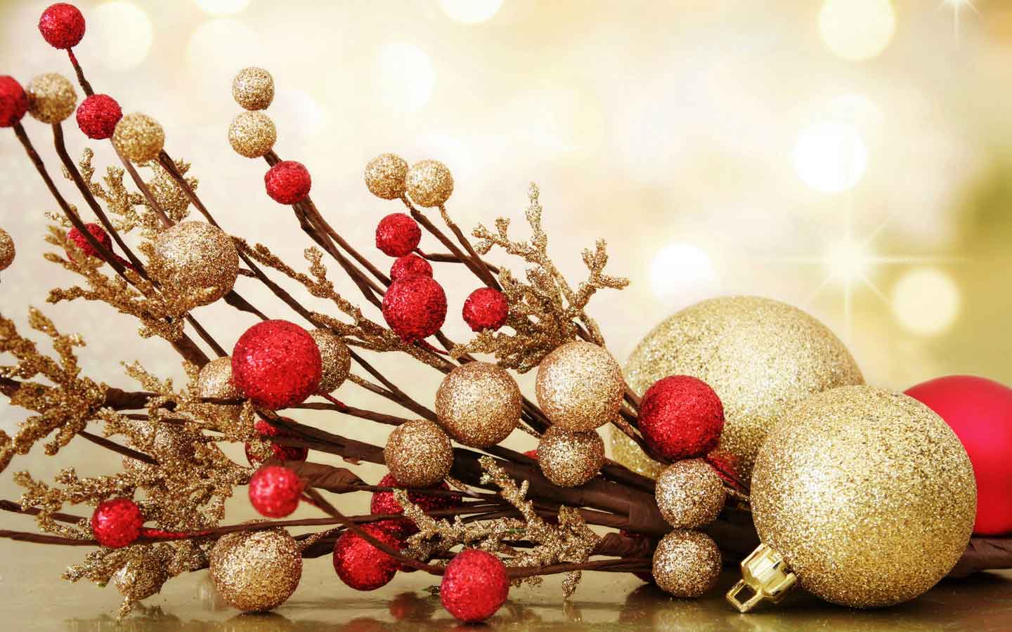 Palline di Natale rosse dorate, 1440x900 720p, Laptop
