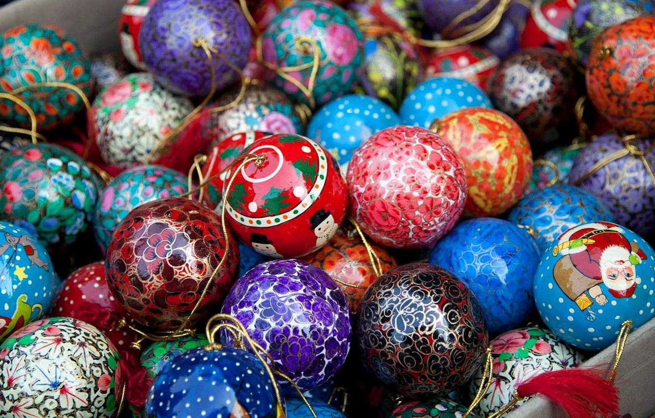 Palline di Natale colorate decorate, 1332x850 HD, Desktop