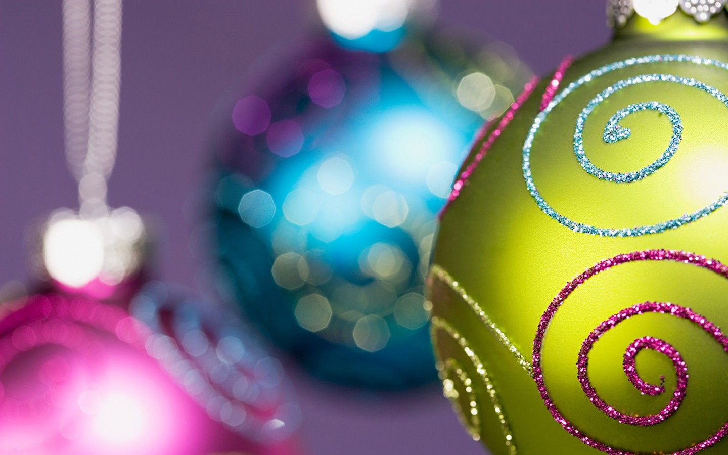 Palline di Natale colorate glitterate, 1440x900 HD, Desktop