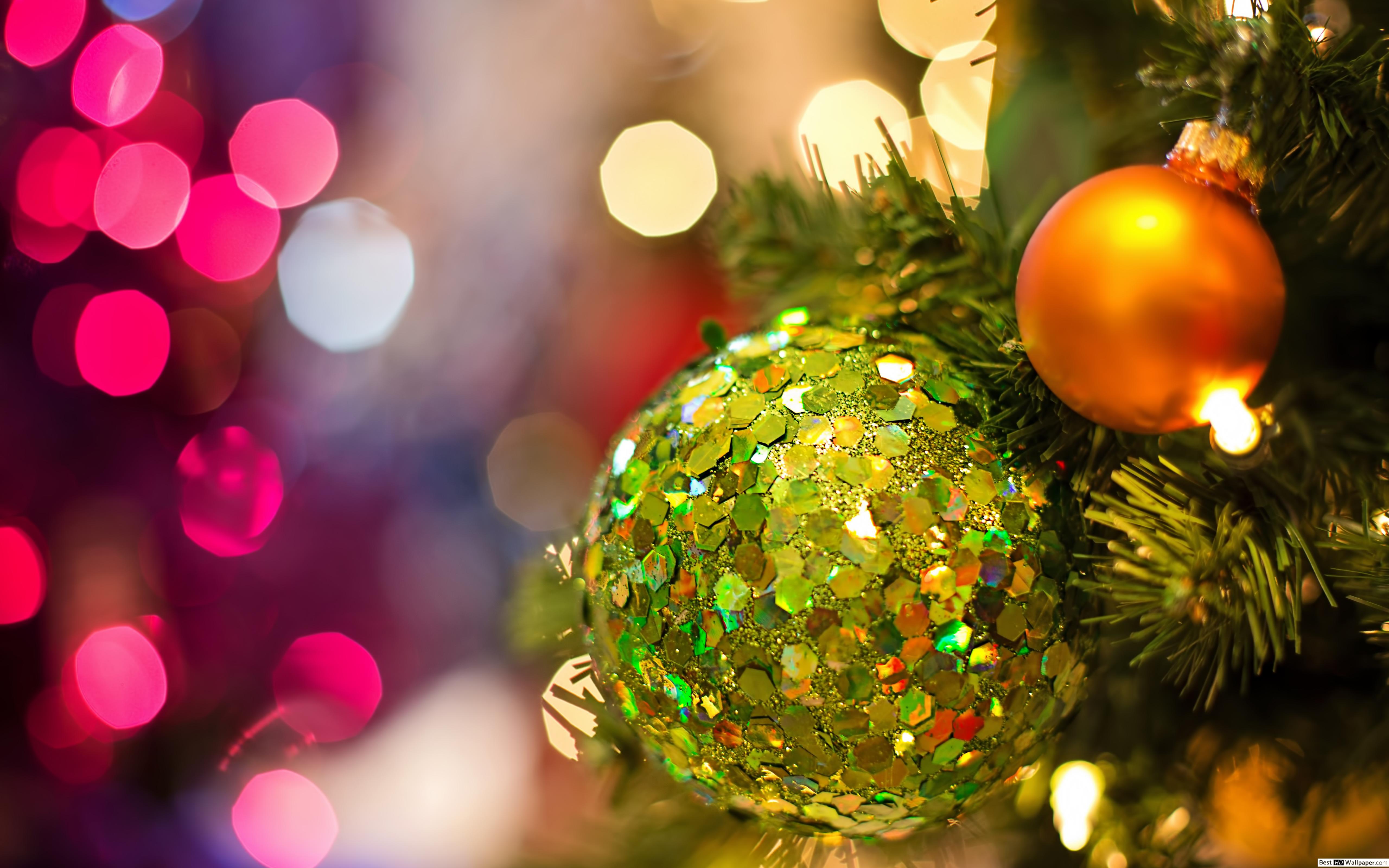 Palline di Natale con bokeh, 5120x3200 UHD, Monitor 4K