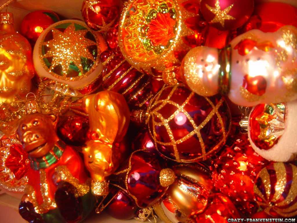Palline di Natale rosse dorate, 1024x768 HD, Desktop