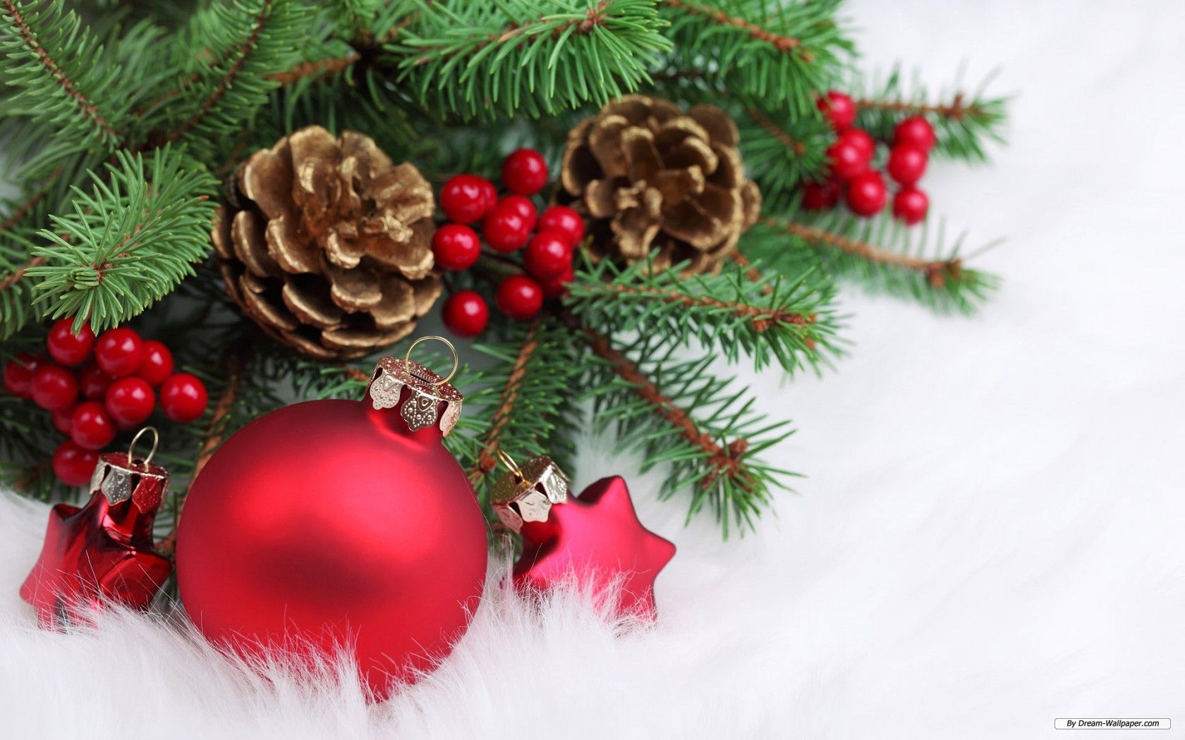 Palline di Natale rosse pigne, 1680x1050 HD, Desktop