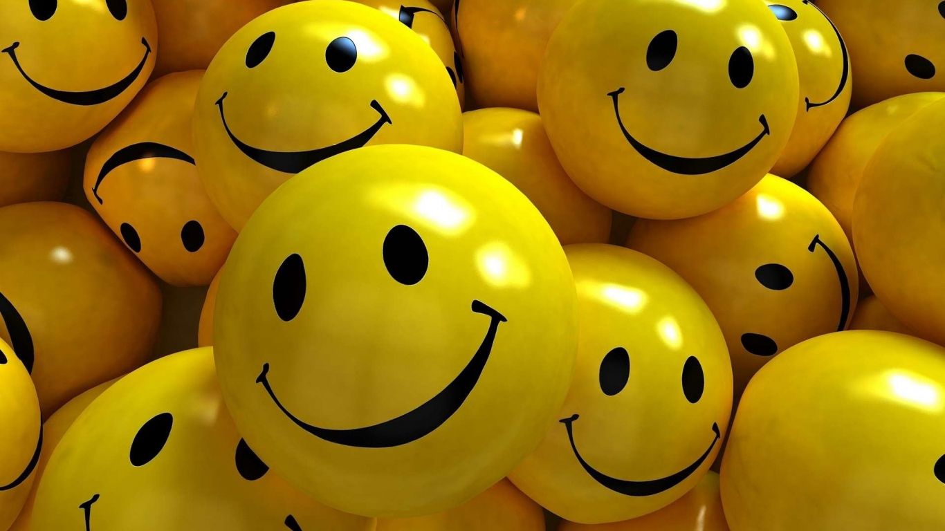 Palline gialle sorrisi 3D, 1366x768 HD, Desktop