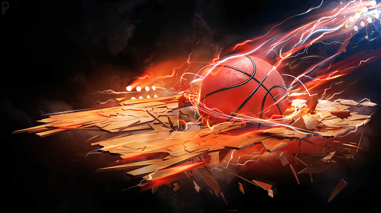 Pallone da basket infuocato astratto, 1280x718 720p, PC
