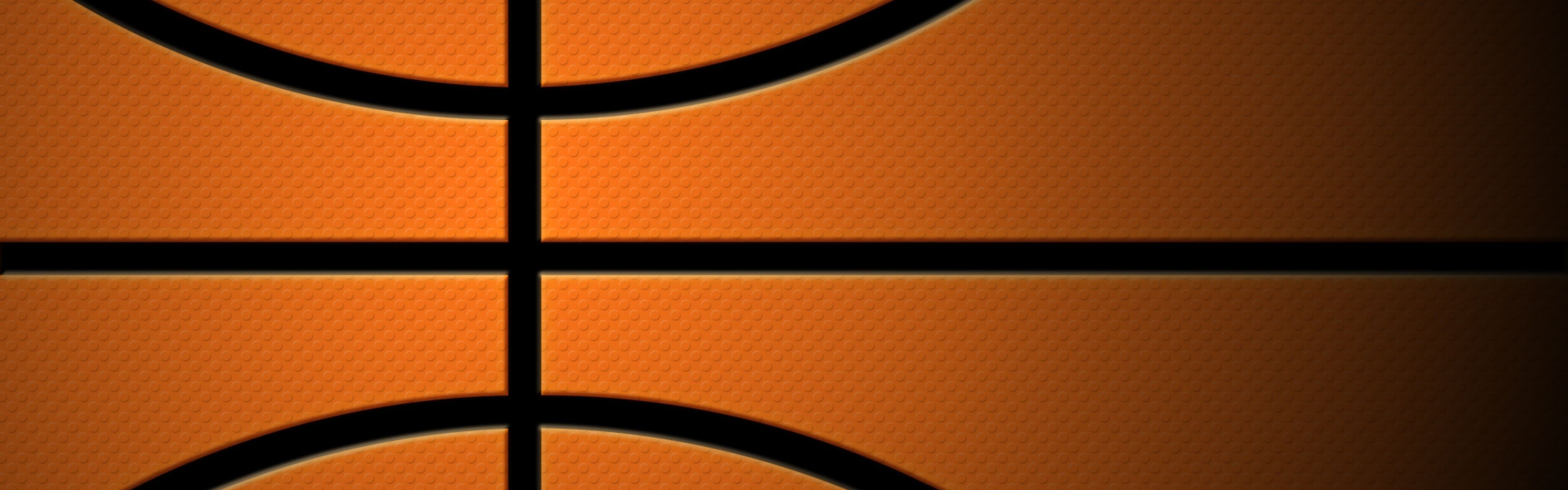 Pallone da basket ravvicinato, 3840x1200 Panoramico, Dual Screen
