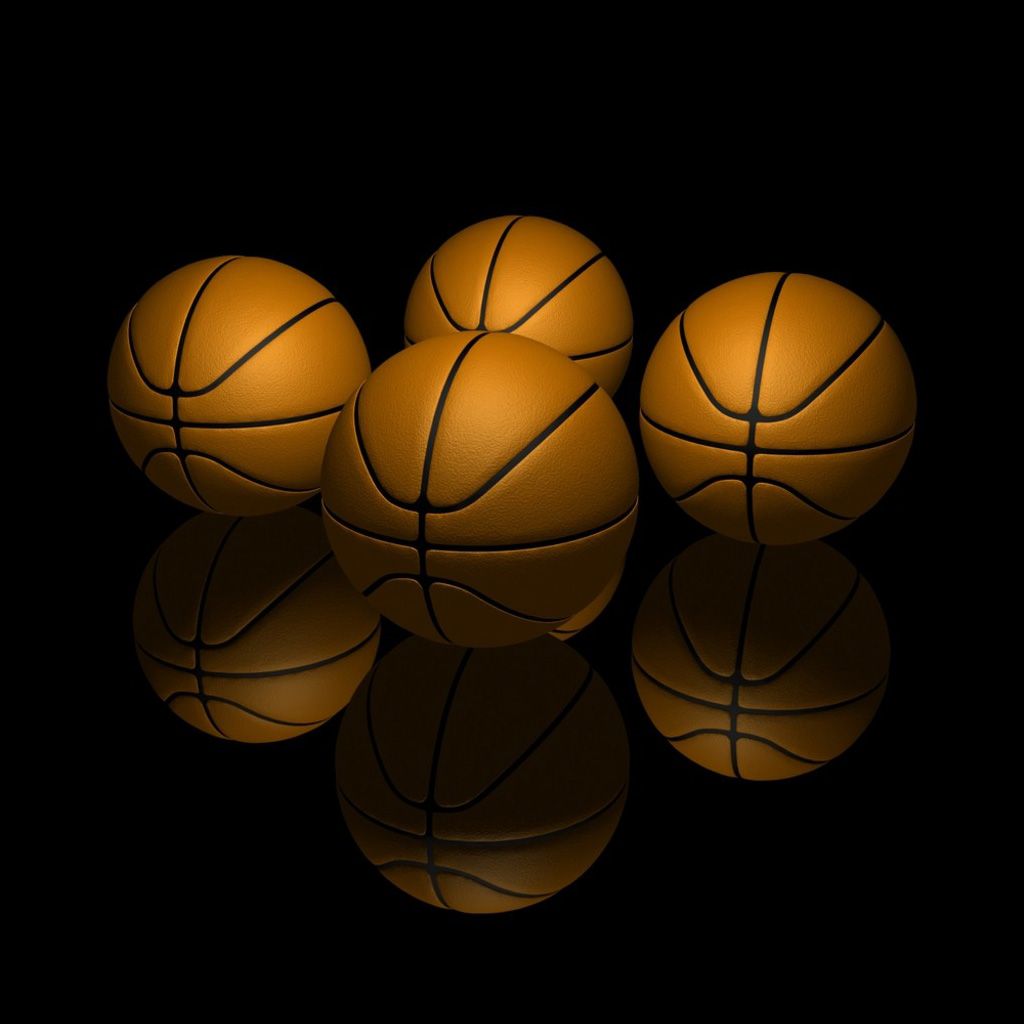 Palloni da basket su sfondo nero, 1024x1024 HD, PC Desktop
