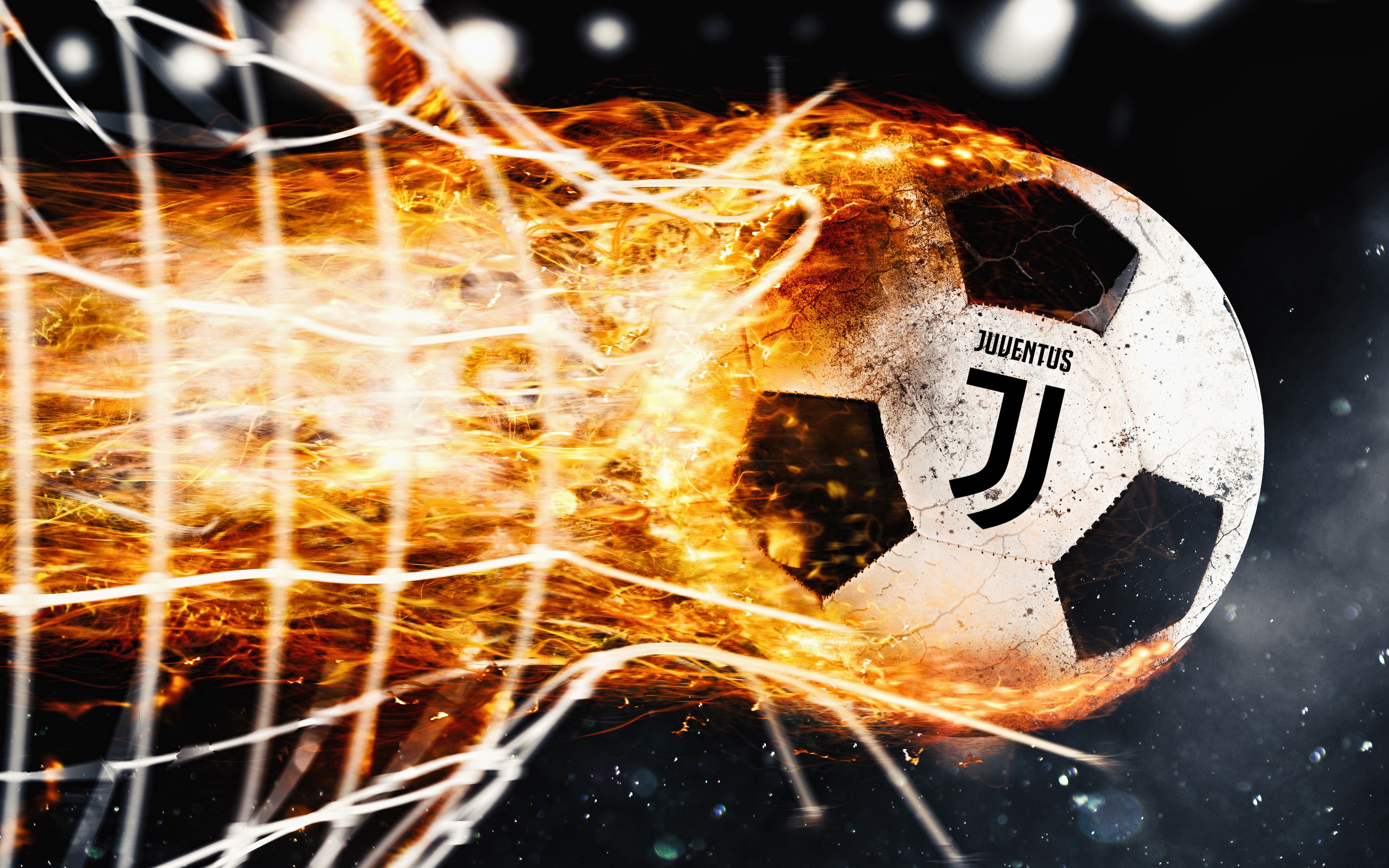 Pallone Juventus in fiamme, Serie A, 3840x2400 4K, Desktop 4K