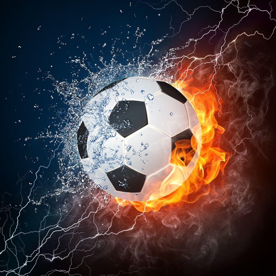 con Pallone da Calcio in Fiamme, 1152x1152 HD, Desktop