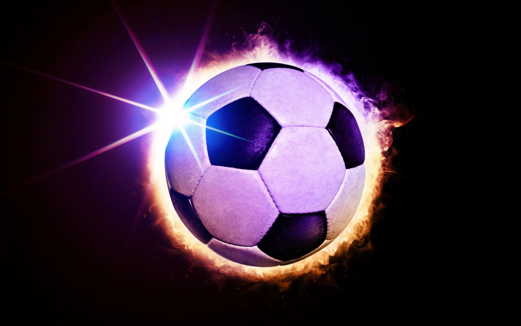 Pallone da calcio in fiamme, 1680x1050 HD Ready, Laptop