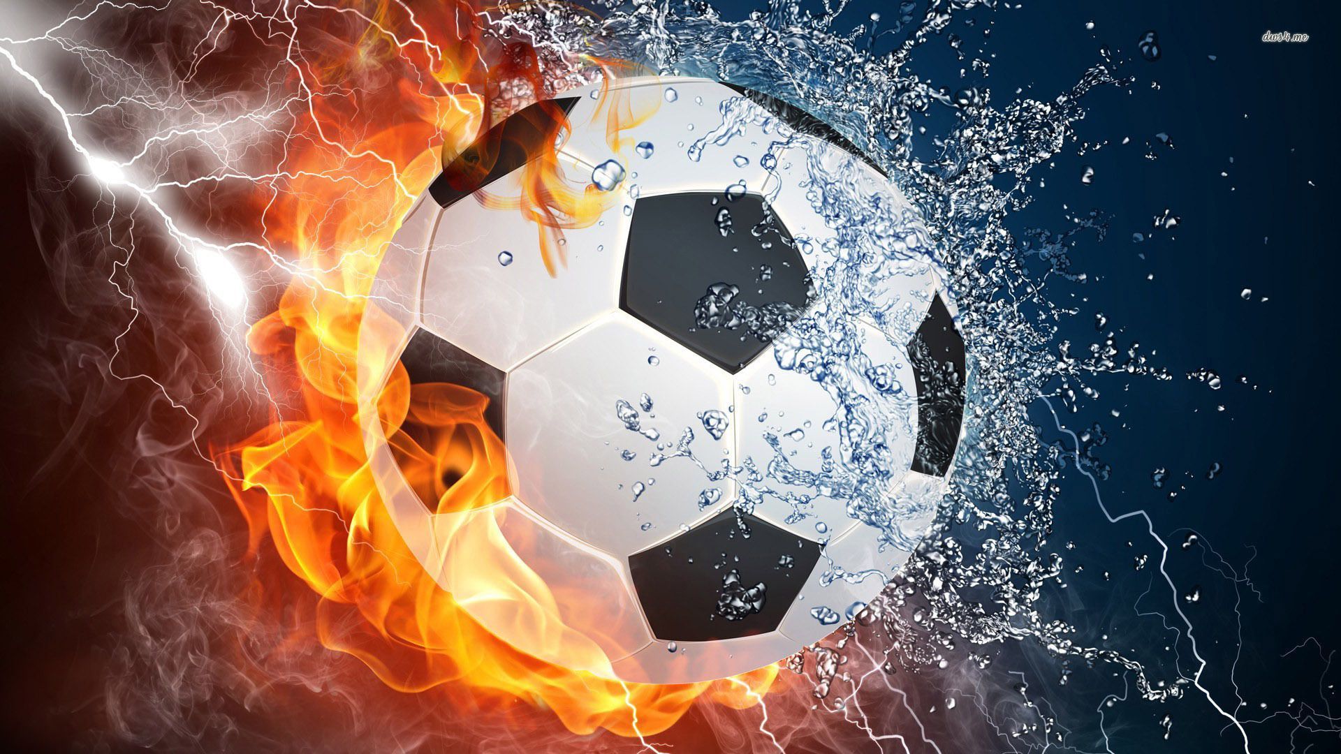 Pallone da calcio fuoco e acqua, 1920x1080 Full HD, Desktop