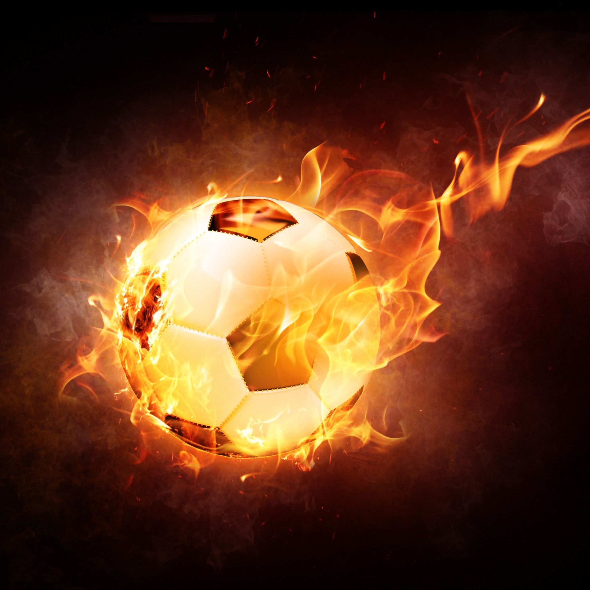 Pallone da calcio in fiamme, 2048x2048 Hi-Res, PC