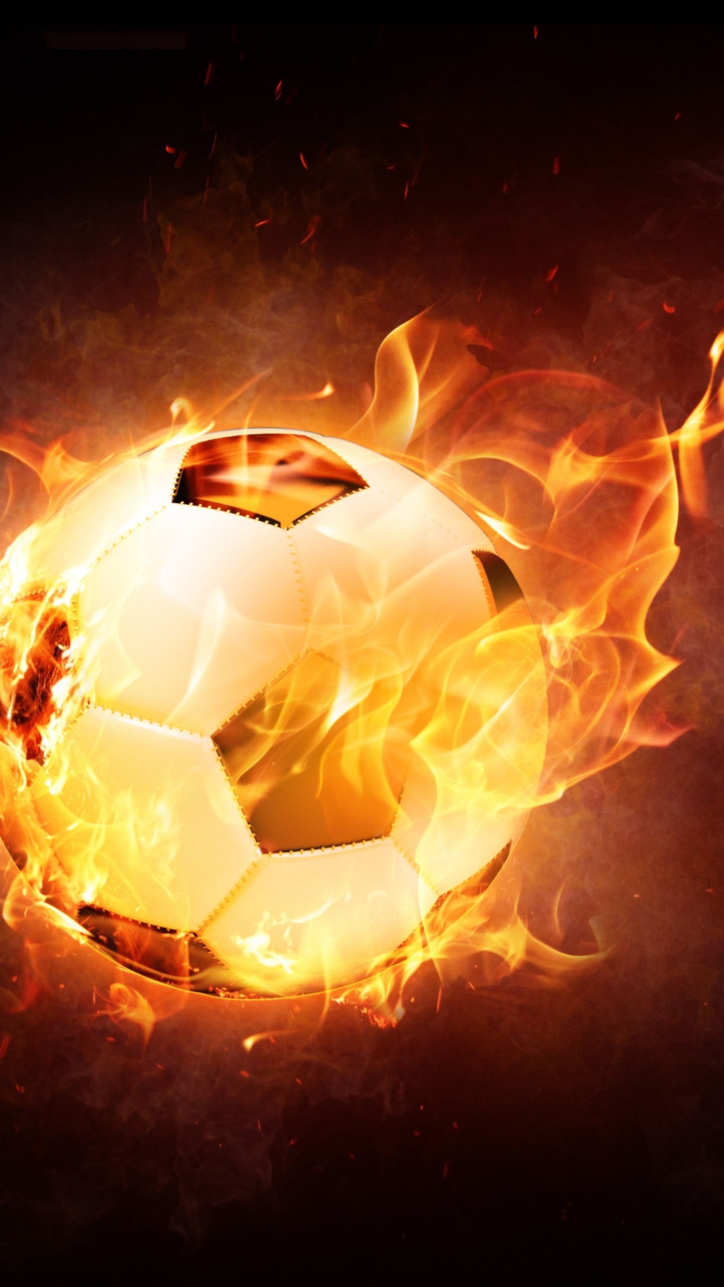 Pallone da calcio in fiamme, 1440x2560 Full HD Verticale, iPhone
