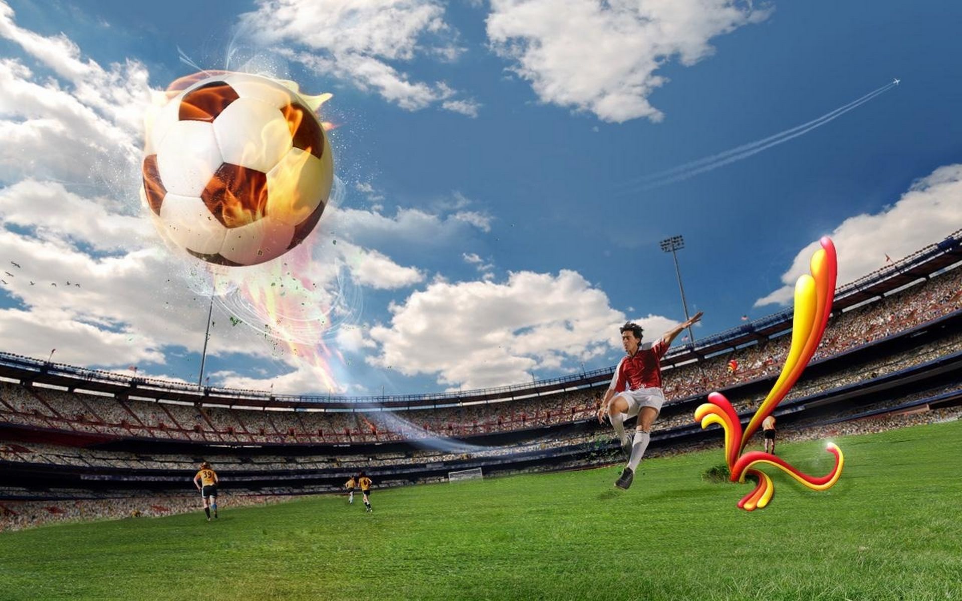 pallone da calcio in fiamme, 1920x1080 1080p, Desktop