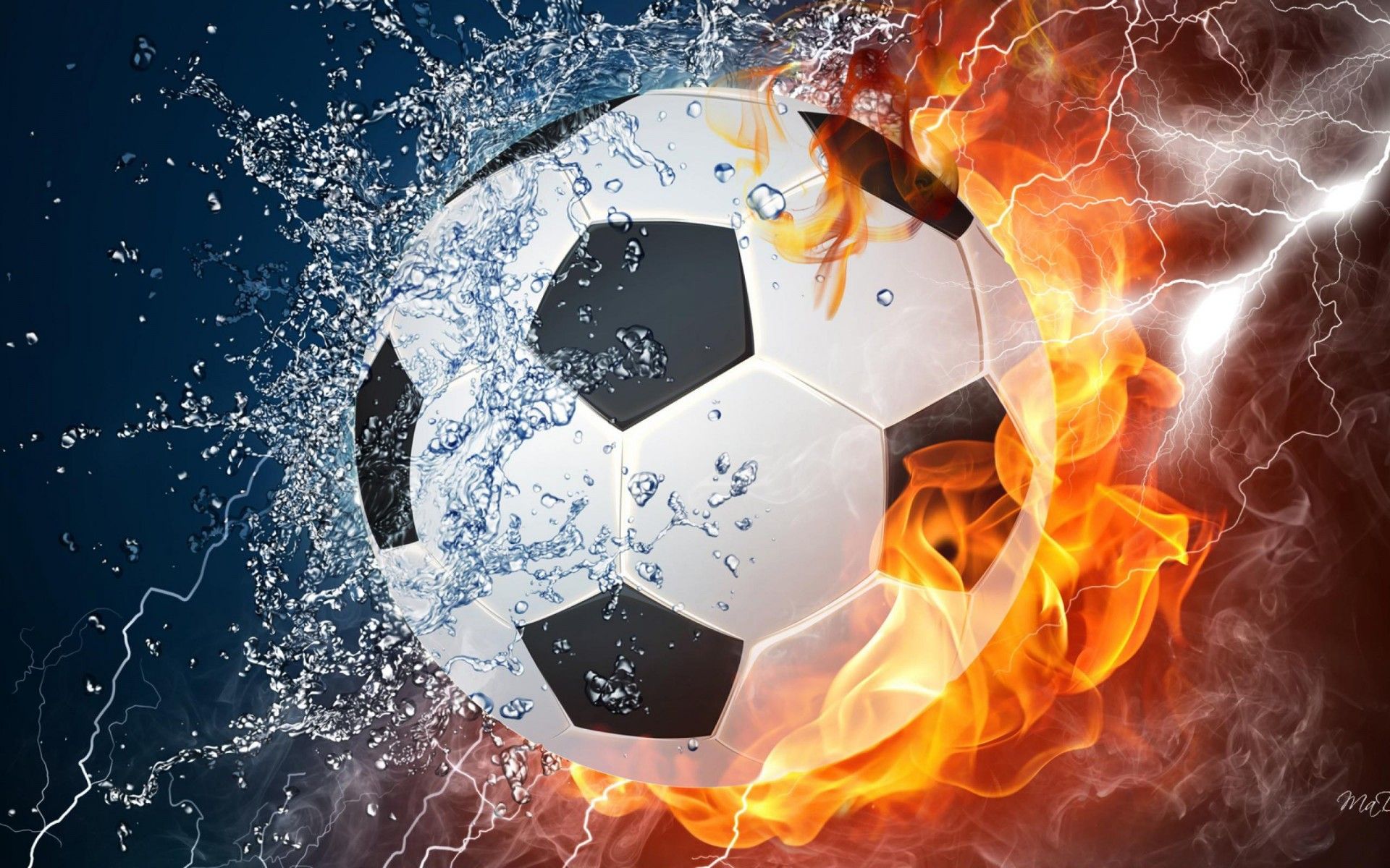 Pallone da calcio in fiamme, 1920x1200 Full HD+, Laptop