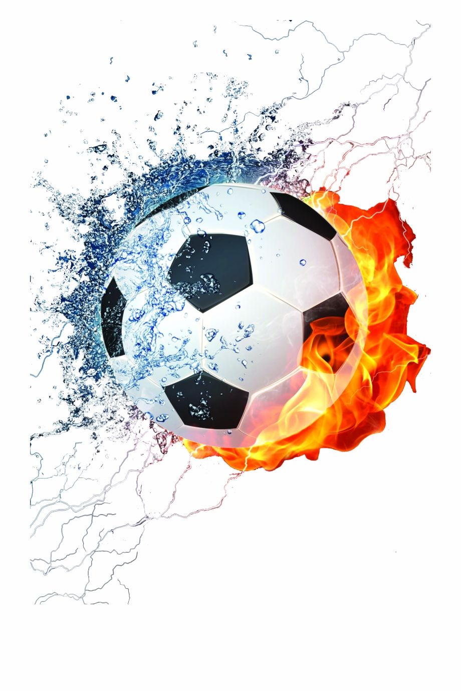 Pallone da calcio fuoco acqua, 920x1381 Verticale, Telefono