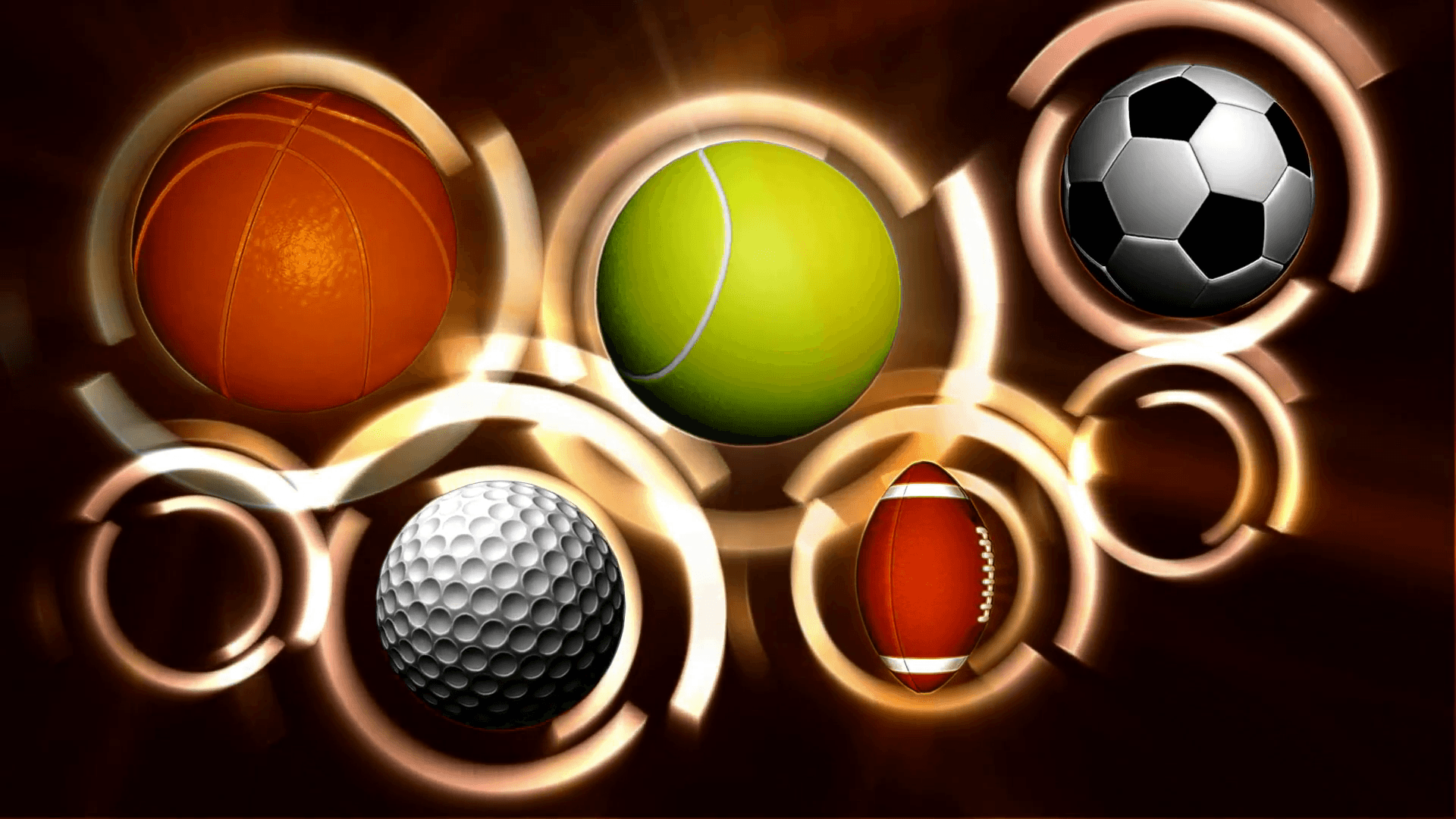 Palloni sportivi vari cerchi luminosi, 1920x1080 Full HD, Laptop