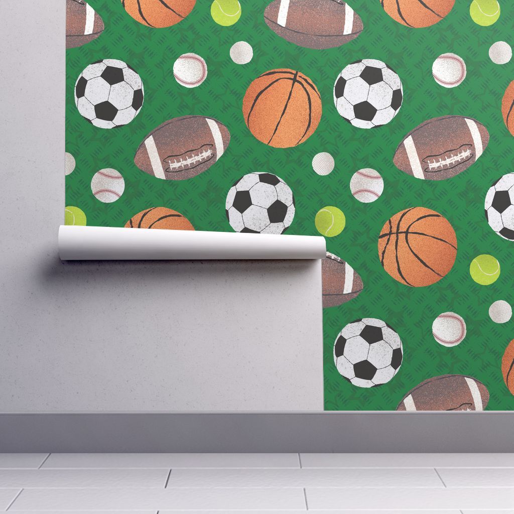 Palloni sportivi sfondo verde, 1024x1024 HD, PC