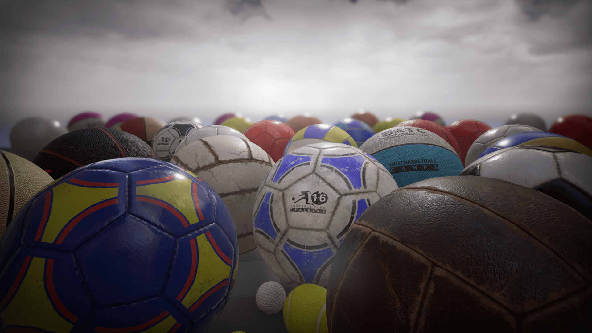 Palloni sportivi colorati raggruppati, 1920x1080 Full HD, PC