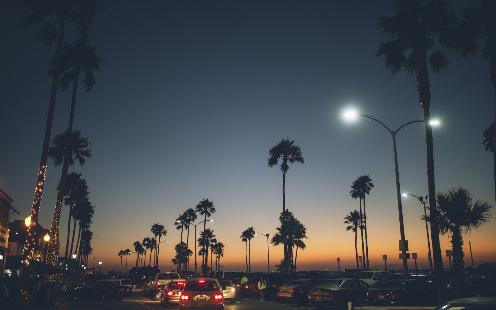 Palme al tramonto strada California, 1920x1200 WUXGA, Laptop
