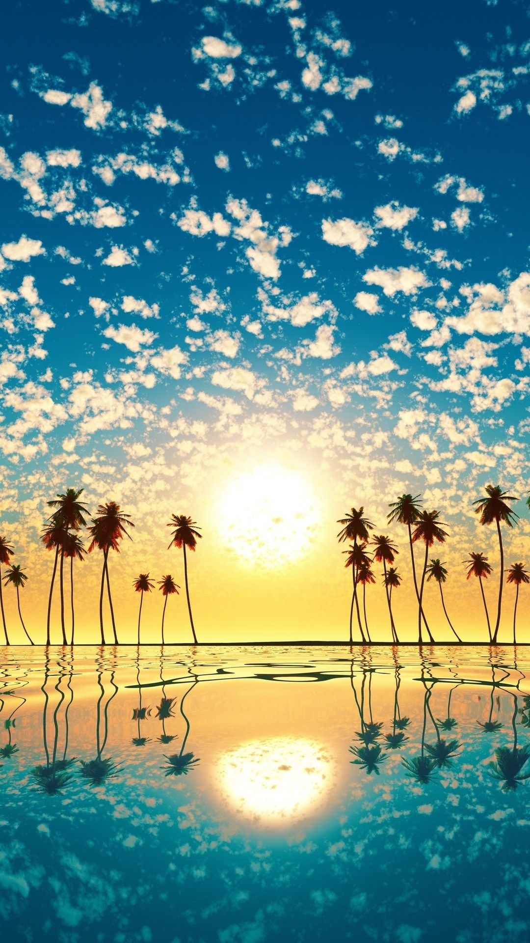 Palme al tramonto sul mare, 1080x1920 Verticale, Mobile