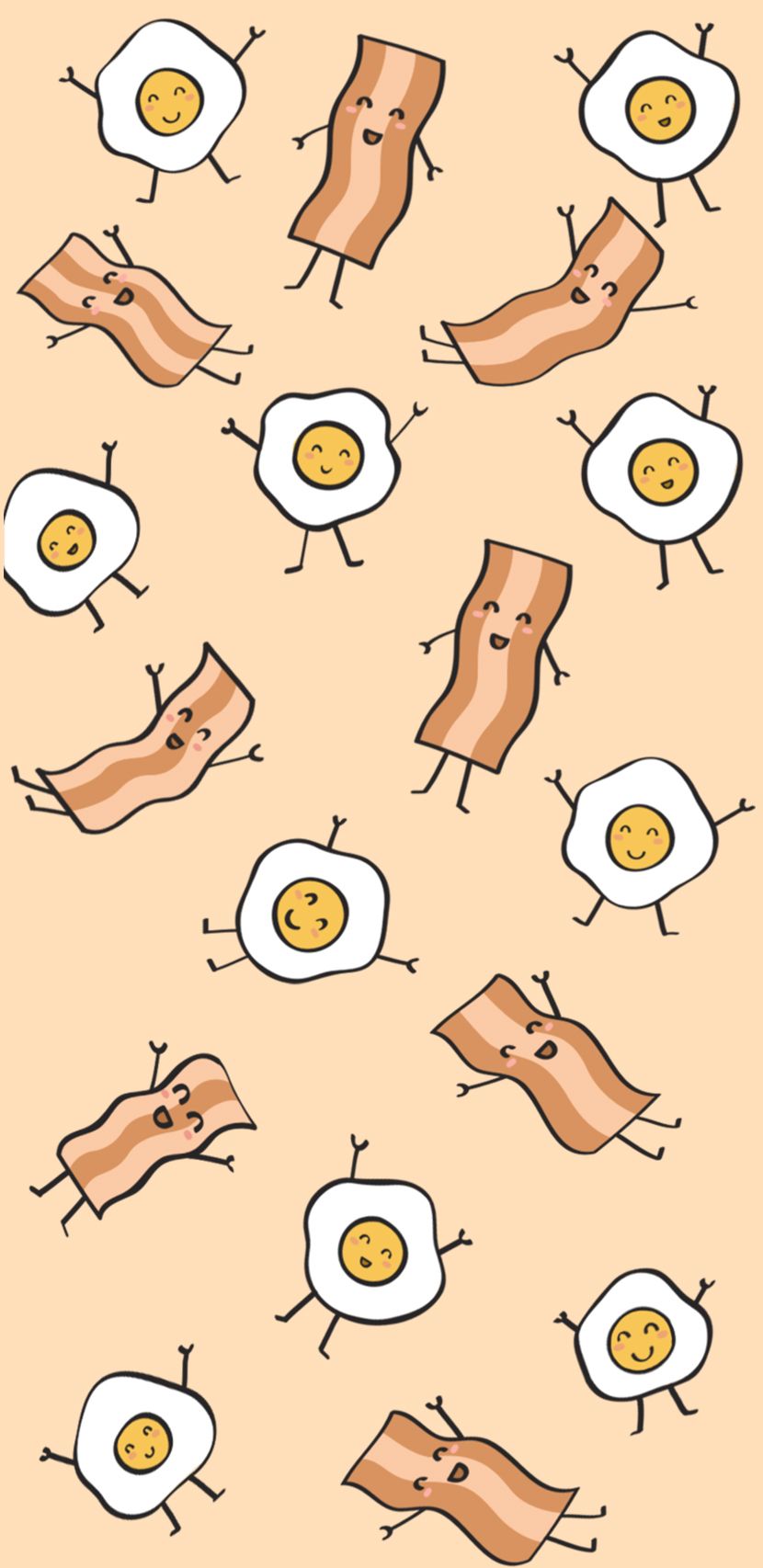 Pancetta e uova kawaii pastello, 830x1706 Verticale, Telefono