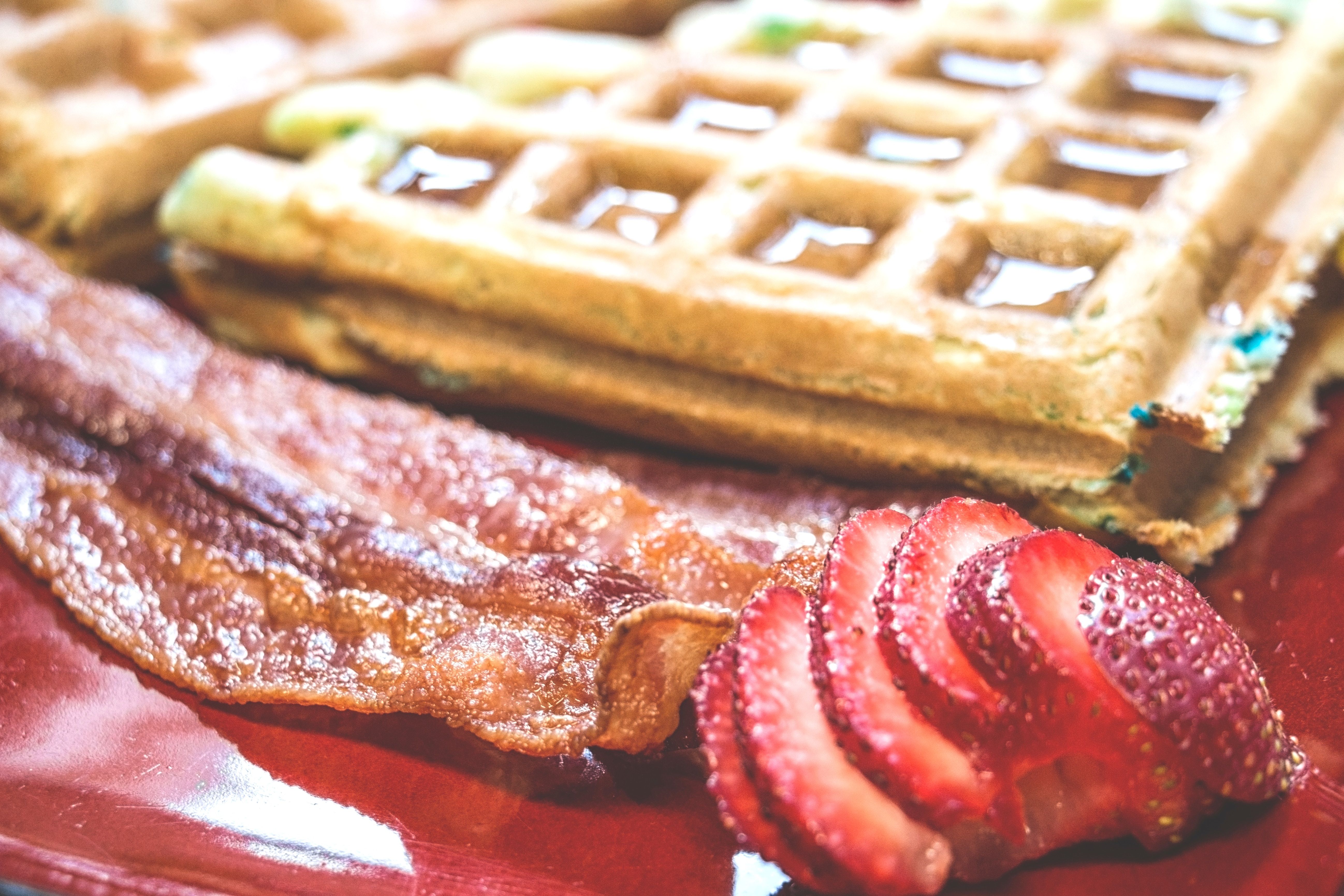 Waffle, pancetta e fragole, 5192x3462 4K Ultra HD, Monitor 4K