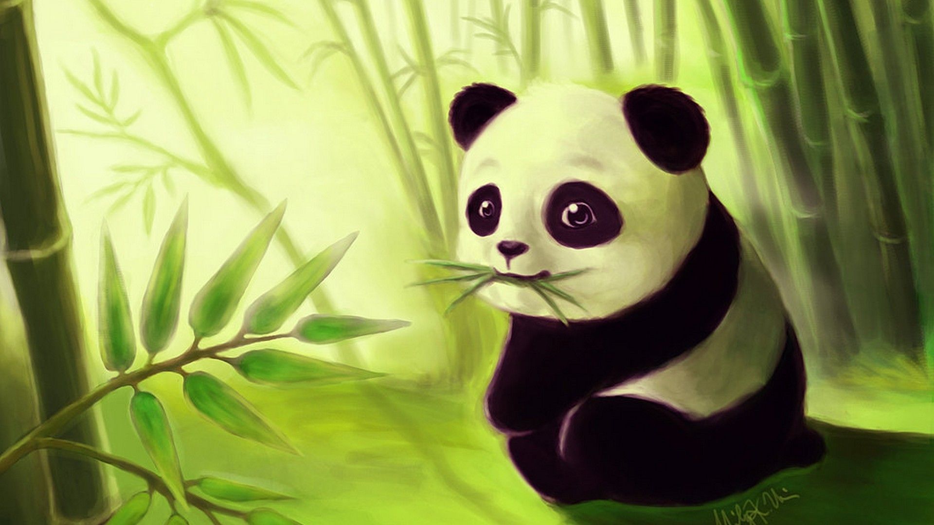 Panda anime carino bambù, 1920x1080 1080p, Desktop