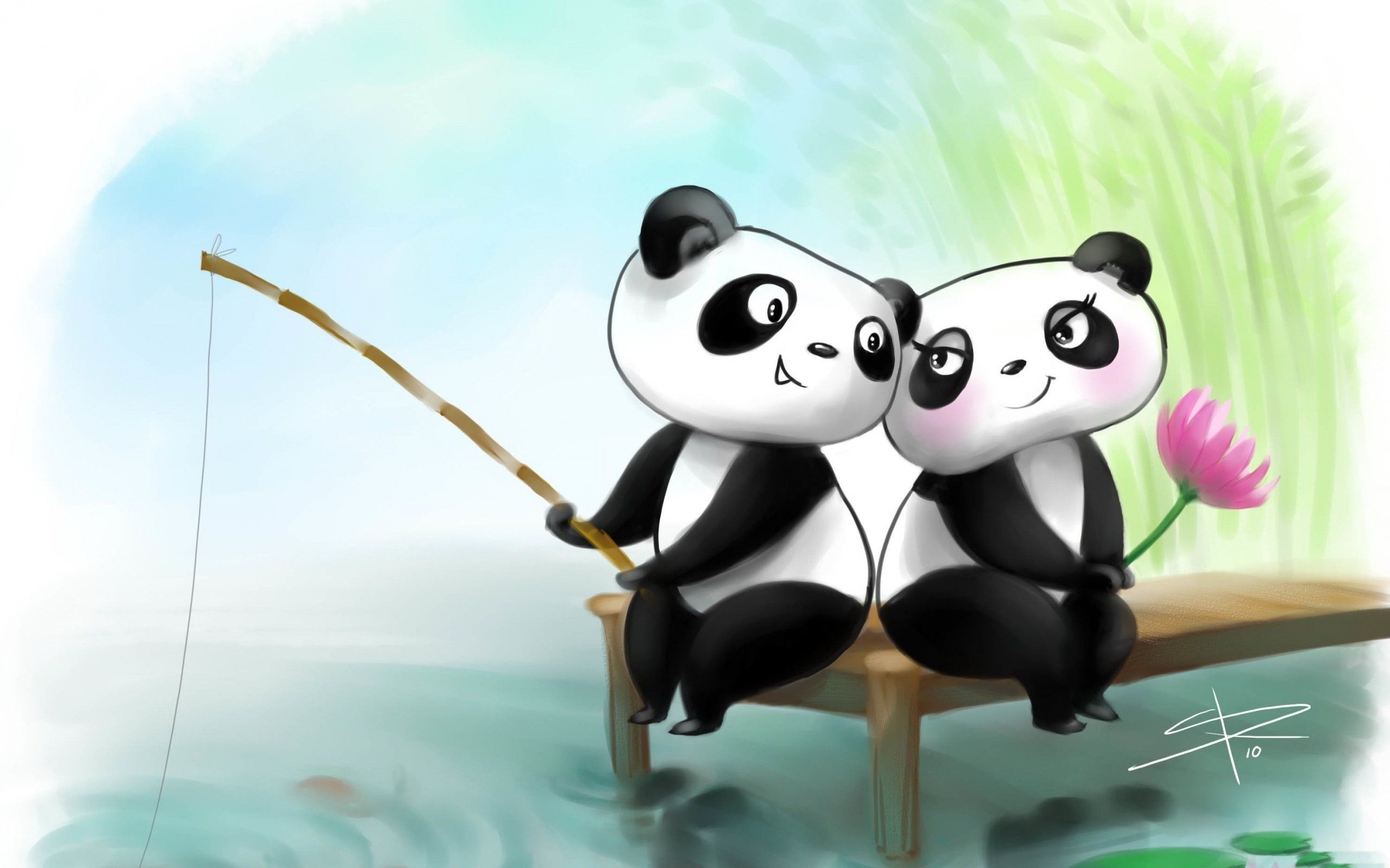 Panda anime carini pesca, 2560x1600 2K+, Laptop