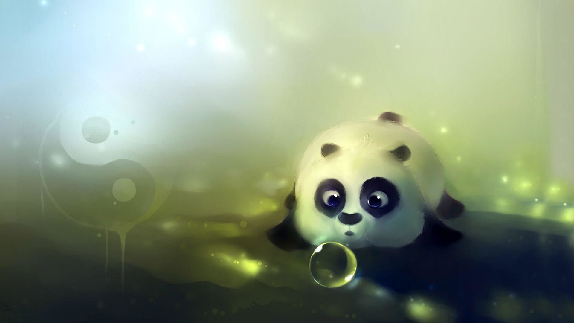 Panda anime carino con bolle, 1920x1080 Full HD 1080p, Desktop