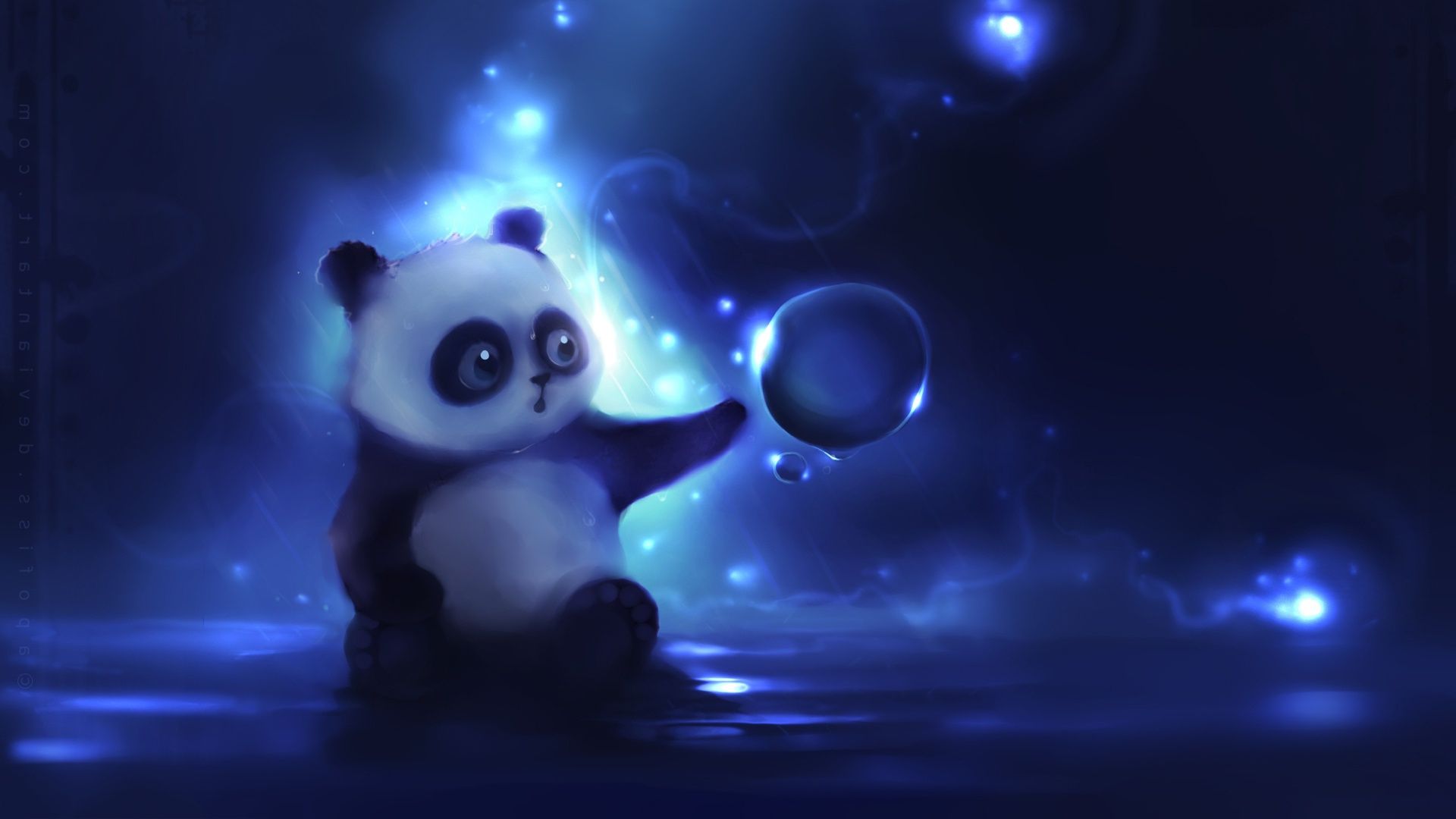 Panda anime con sfera magica blu, 1920x1080 1080p, Laptop
