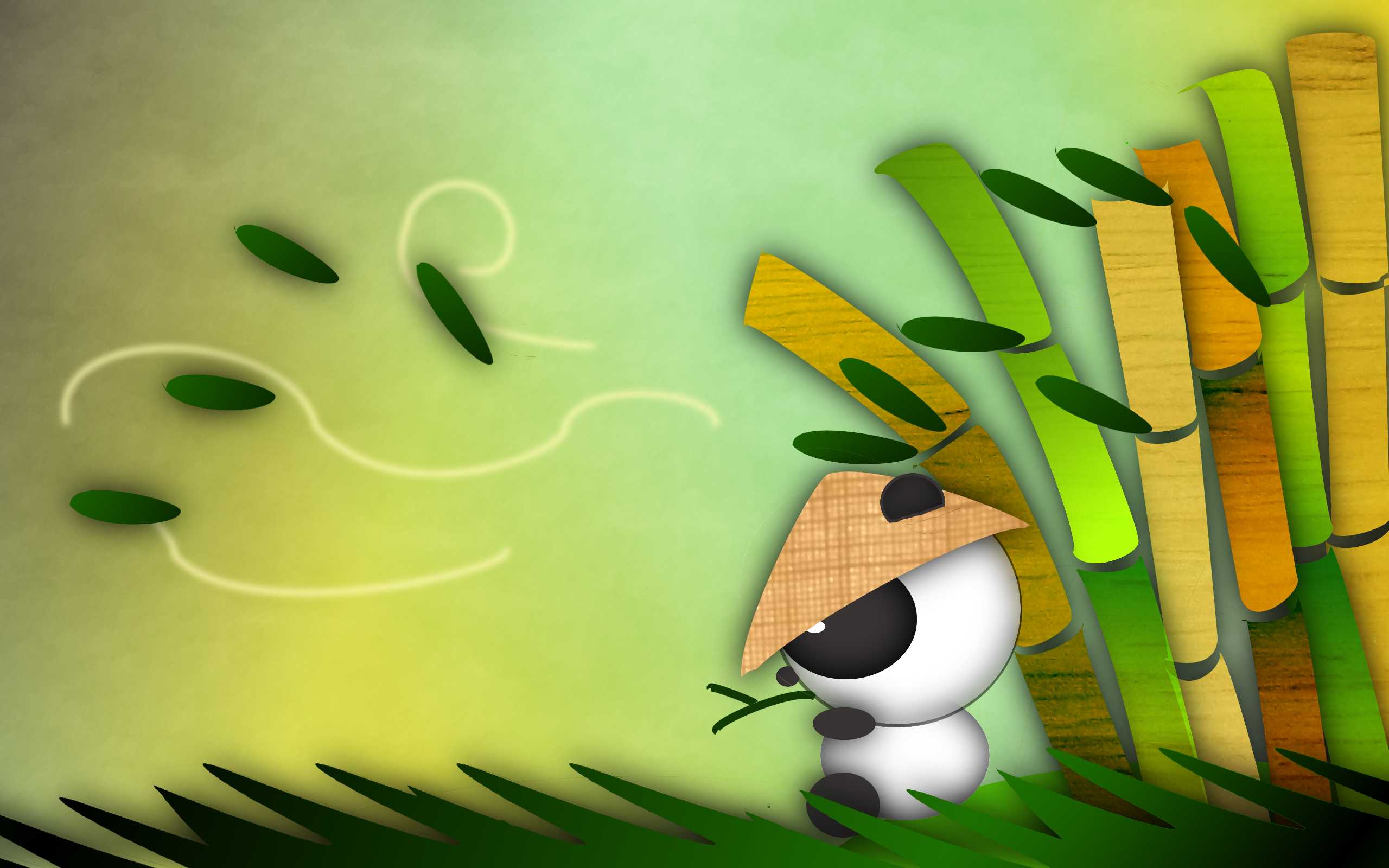 Panda cartone con bambù verde, 2560x1600 2K, MacBook Pro