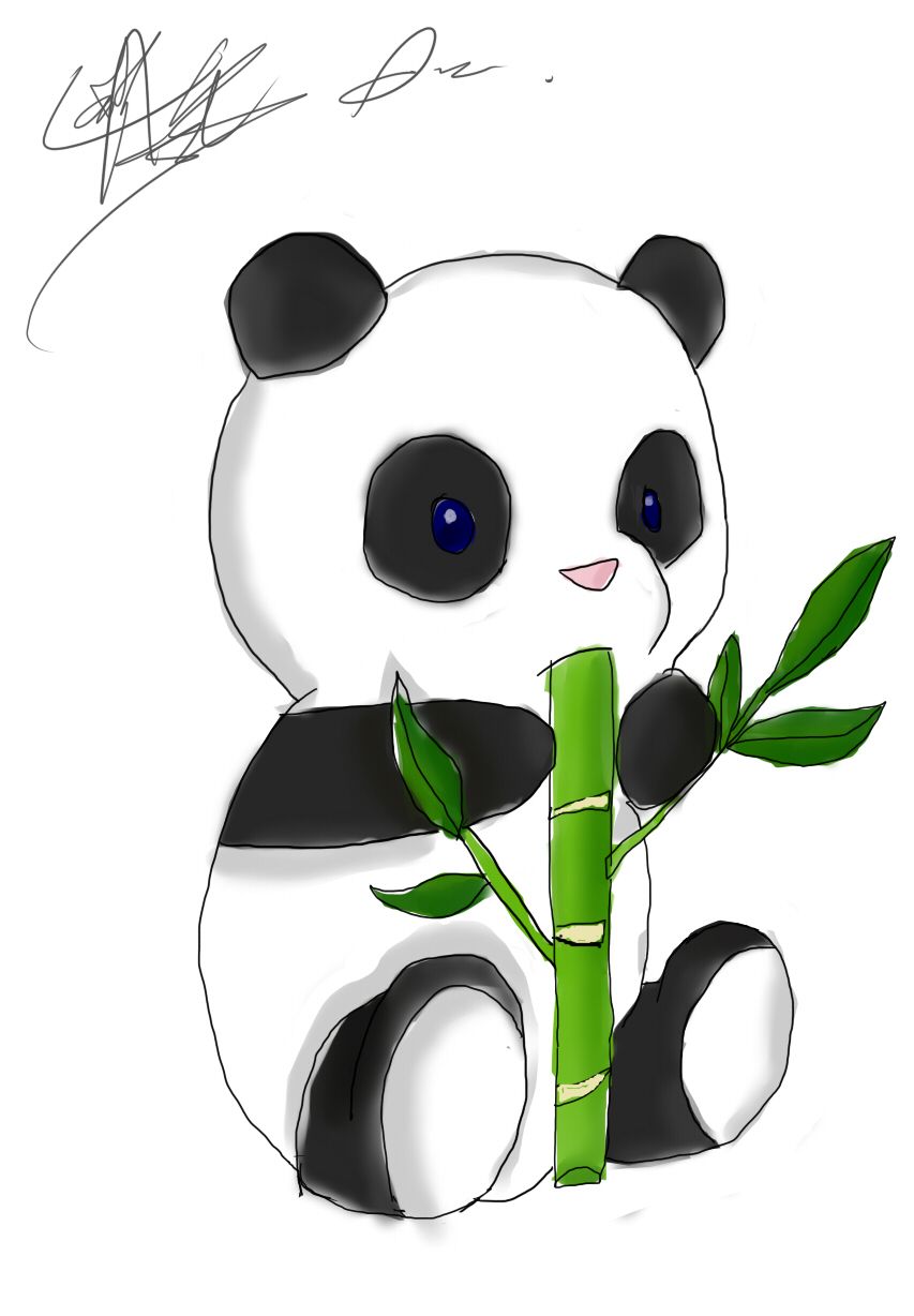 Panda cartoon con bambù, 1469x918 720p, Laptop