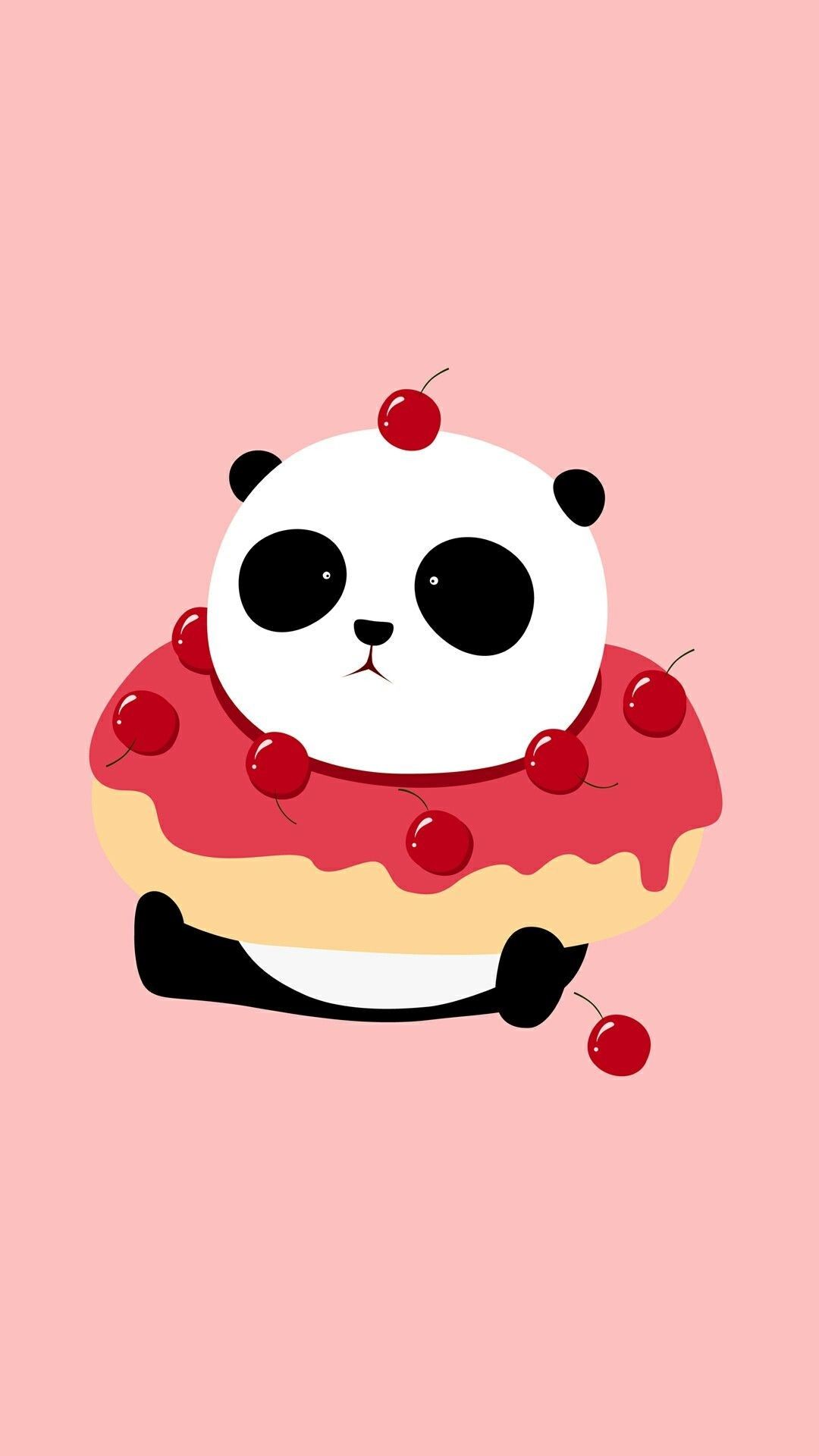 Panda carino con ciambella, 1080x1920 Full HD Verticale, iPhone