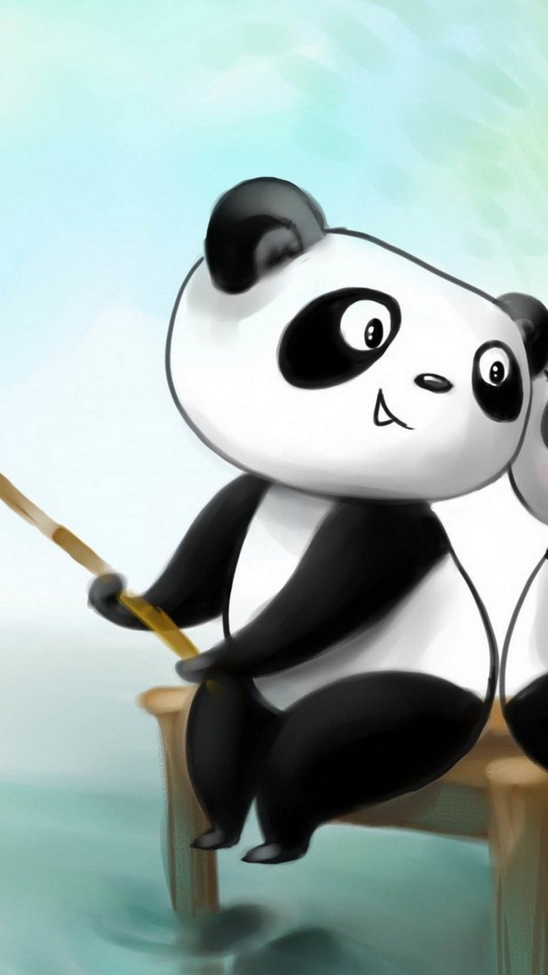 Panda anime che pesca, 1080x1920 Verticale, Samsung Galaxy