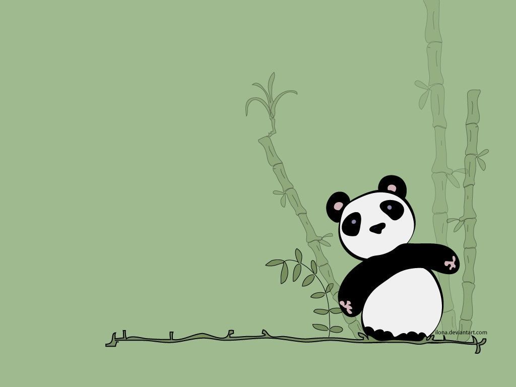 Panda cartone animato bambù verde, 1024x768 HD, iMac