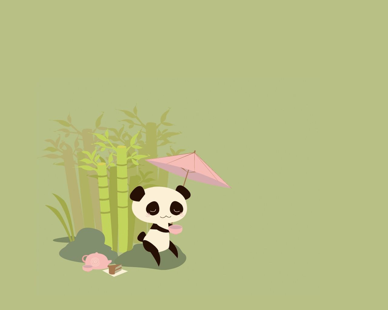Panda anime con ombrellino rosa, 1280x1024 720p, Laptop