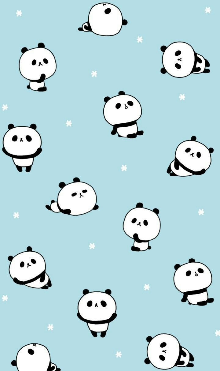 Panda kawaii pattern azzurro, 720x1212 Verticale, Android