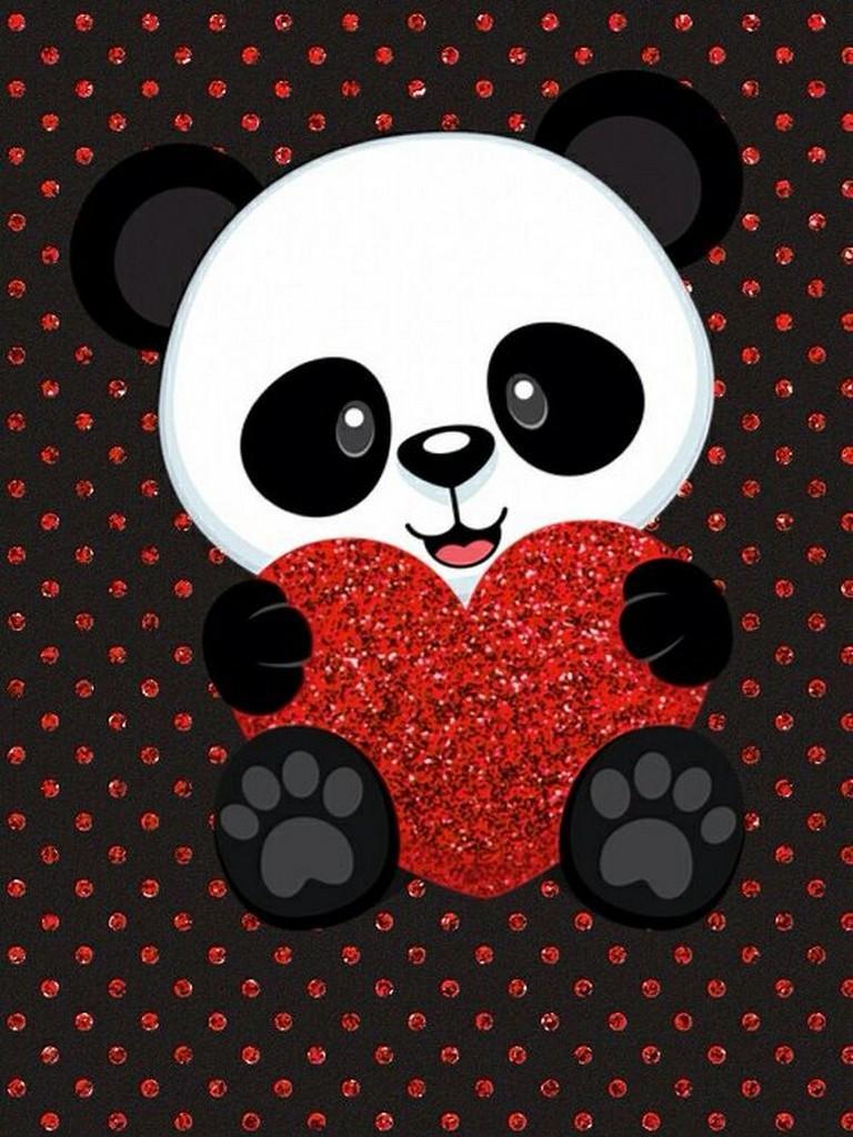 Panda carino con cuore rosso, 768x1024 Full HD Verticale, Google Pixel