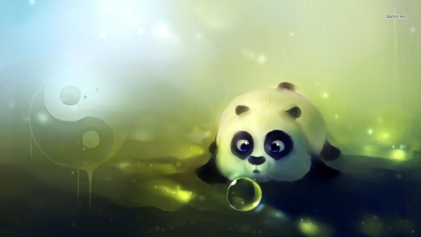 Panda cartone bolle sapone, 1366x768 HD, Desktop
