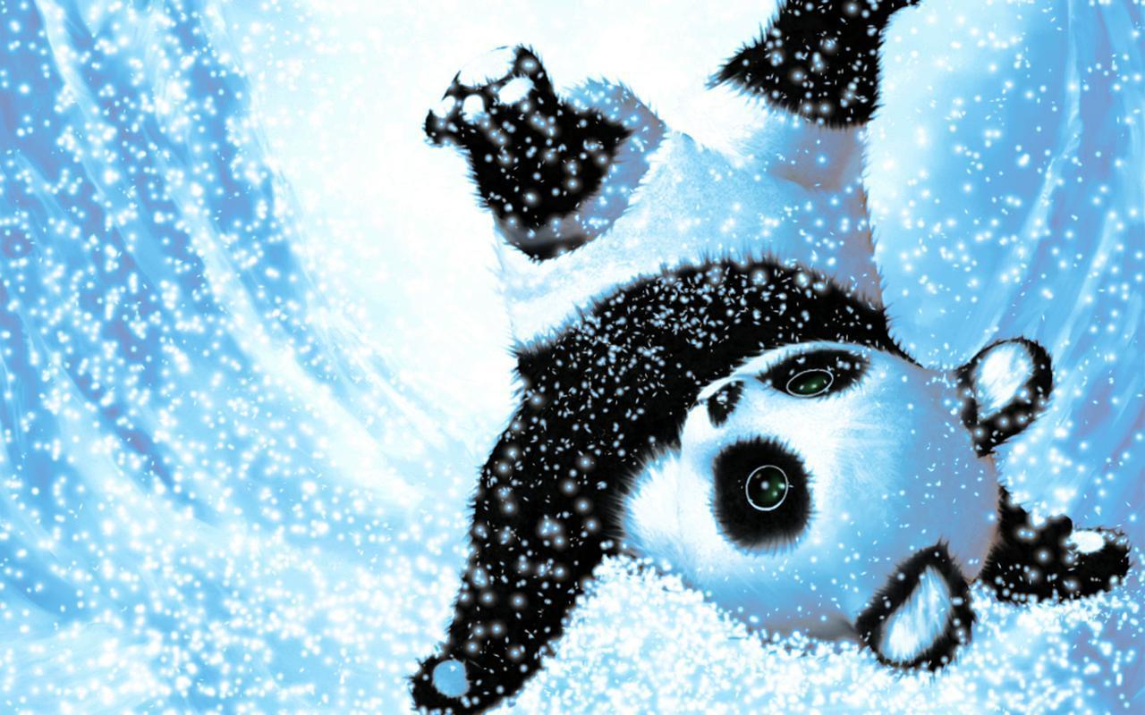 Panda carino nella neve, 1280x800 720p, PC
