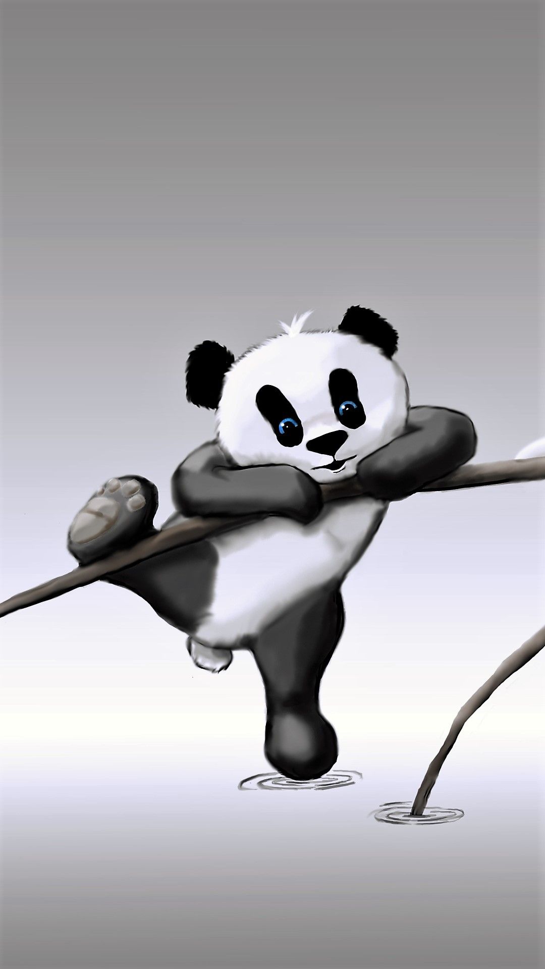 Panda cartone su ramo, 1080x1920 Verticale, Telefono