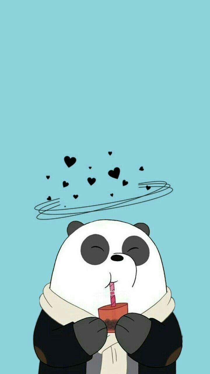 Panda cartone con cuoricini, 720x1280 Verticale, Android