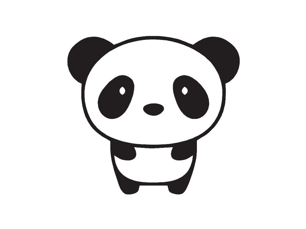 Panda cartone bianco e nero, 1024x768 HD, Desktop