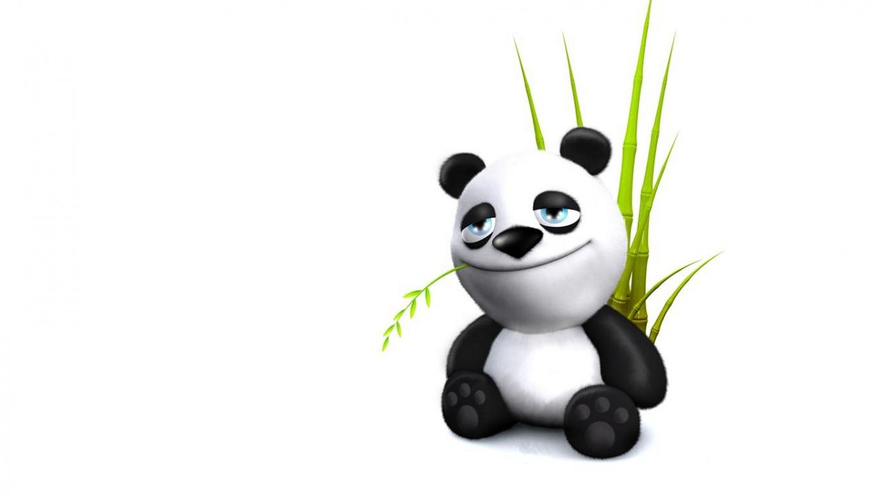 Panda cartone con bambù, 1280x720 720p, Laptop