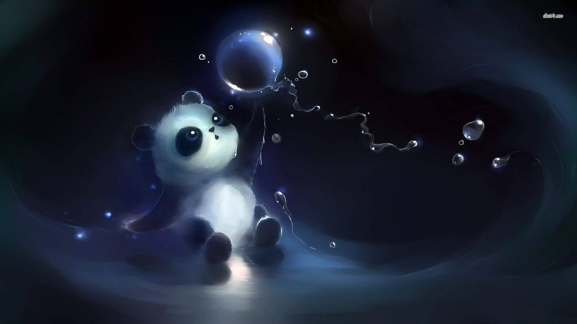 Panda carino con bolle luminose, 1920x1080 Full HD 1080p, Desktop