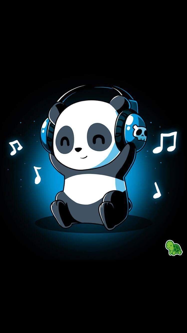 Panda con cuffie musica, 750x1334 Full HD Verticale, Smartphone